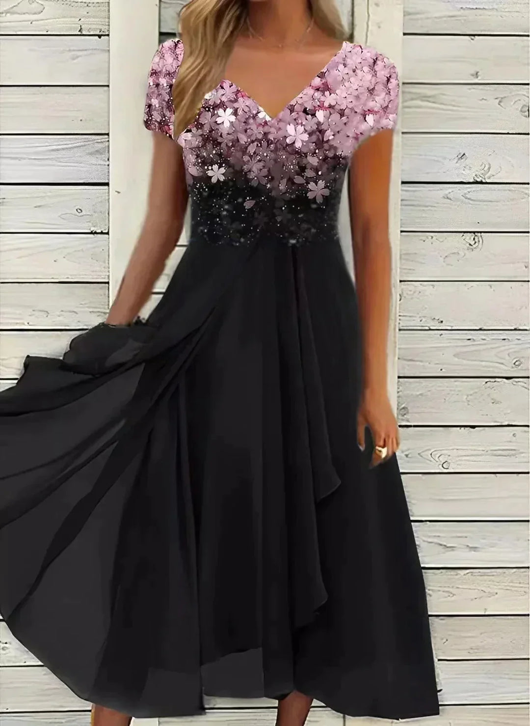 Elegant Chiffon Party Dress for Women, Knee-Length, Lightweight, Sophisticated Design for Special Occasions