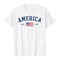 Soft unisex T-shirt - crew-neck graphic America EST. 1776 flag, cotton, casual wear