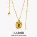 Necklace Green Zircon - Stainless Steel Paperclip Chain, 18K Gold Plated, Hypoallergenic Waterproof jewellery Fall 2026 Gift