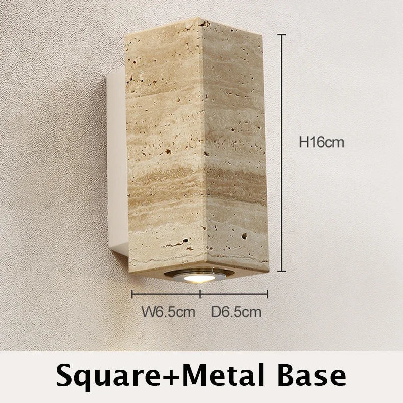 Japandi Yellow Marble LED Wall Sconce Wabi Sabi Bedside Light