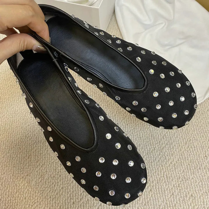 Breathable Women Ballet Flats - Mesh Crystal, Casual Walking