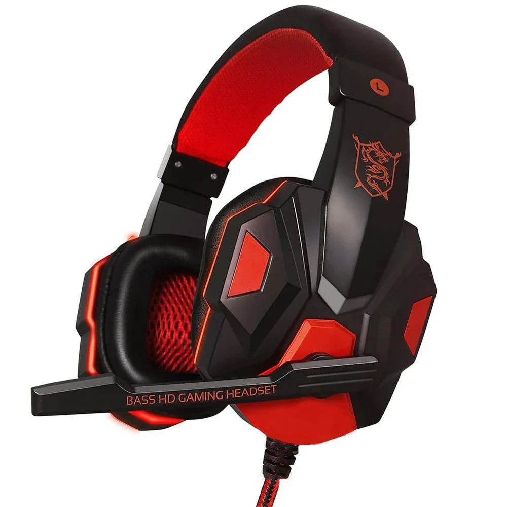Gaming Headset Wired Noise Cancelling Microphone Adjustable