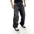 Oversized Men's Jeans - Straight Cut, Washed Denim, Autumn