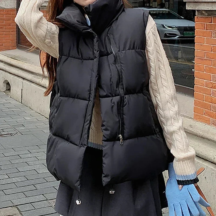 Insulating Women Puffer Vest - Quilted Polyester Winter