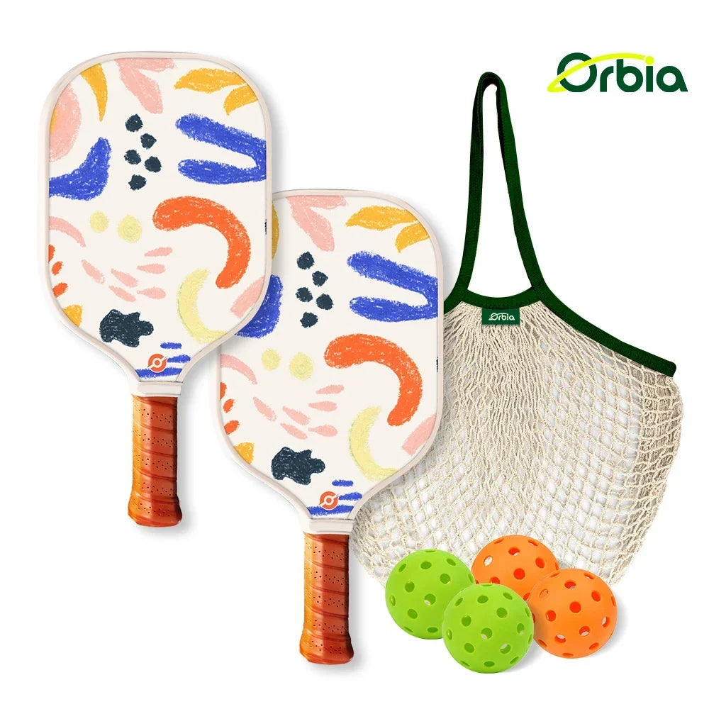 Kids Pickleball Paddle Set with Durable Glass Fiber, 13mm Core, Lightweight Design for Outdoor Play, Includes Paddles and Balls