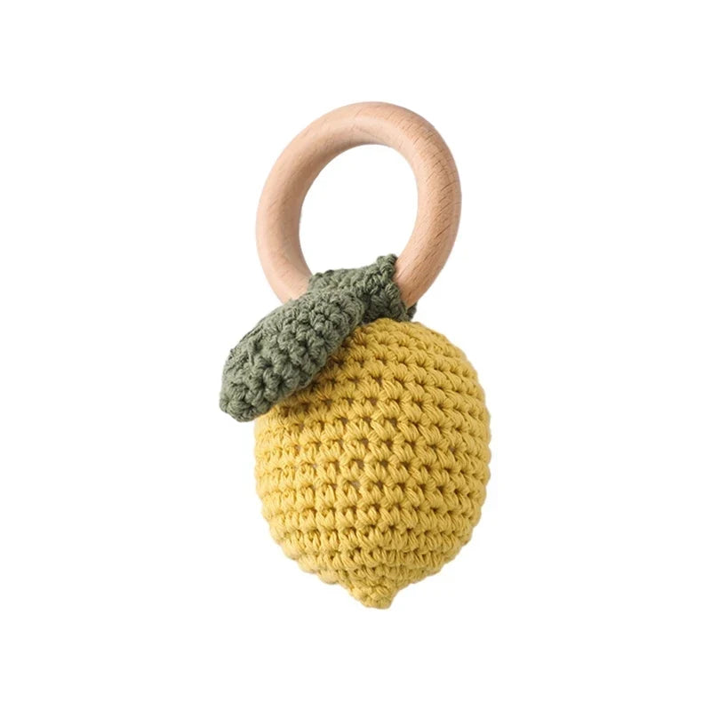 Crochet Bear Teether Rattle Ring Newborn Sensory Toys