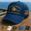 Breathable unisex baseball cap - Eagle-embroidered, flag-patch, six-panel curved-brim, cotton crown, 250th anniversary