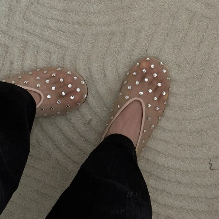 Breathable Women Ballet Flats - Mesh Crystal, Casual Walking