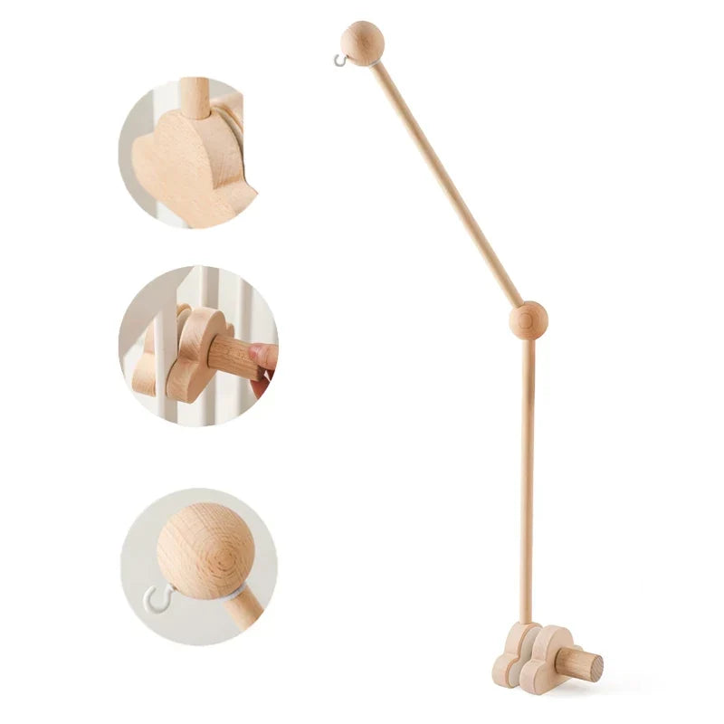 Wooden Crib Mobile Bracket Newborn Sensory Toys Soothing