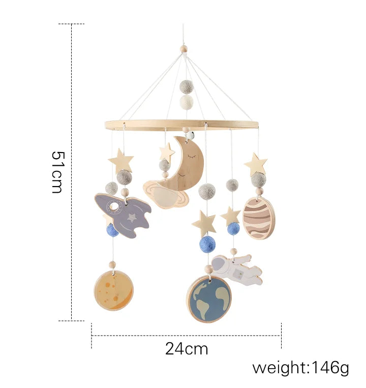 Baby Crib Mobile Wooden Nursery Newborn Sensory Toys