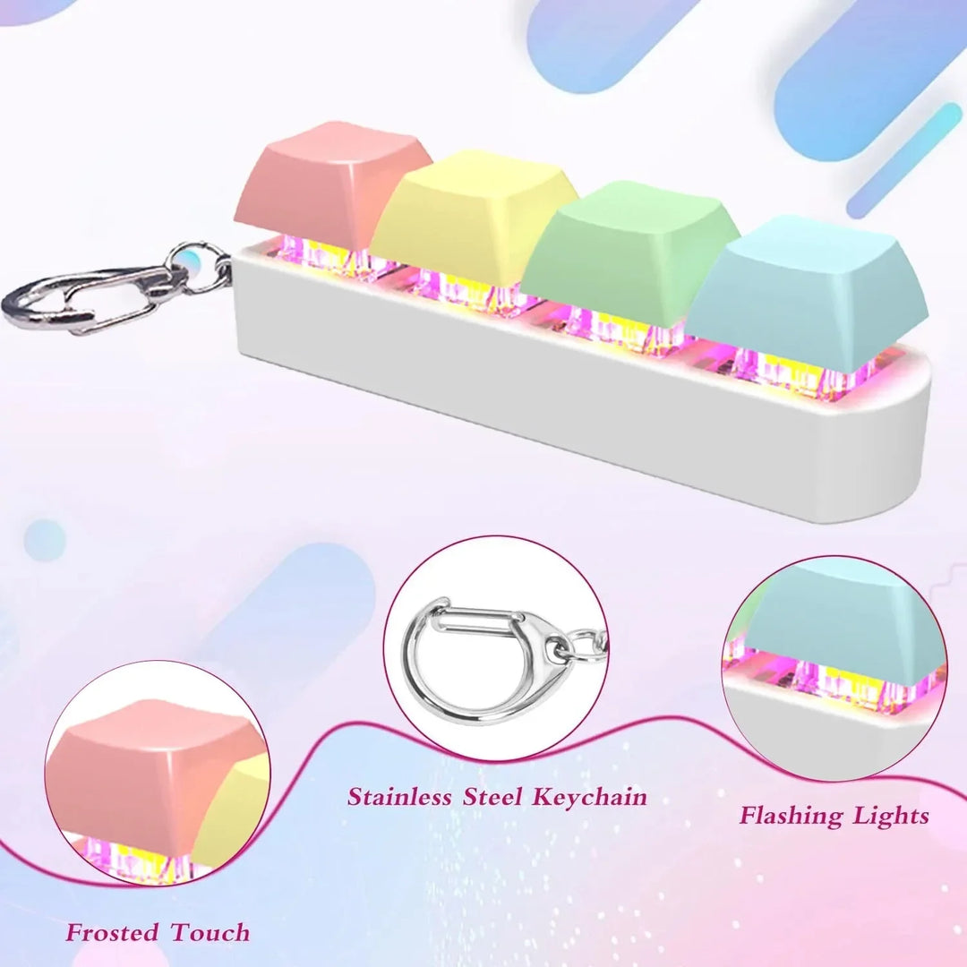 Keyboard Fidget Toy LED Keychain 4 In 1 Stress Relief