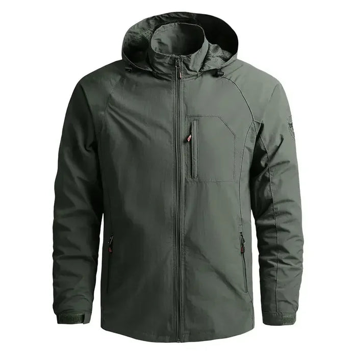 Waterproof Men Jacket- Hooded Windbreaker Polyester Camping