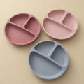 Silicone Baby Dining Plate with Suction Base, BPA Free Toddler Tableware, 8-Inch Divided Feeding Dish