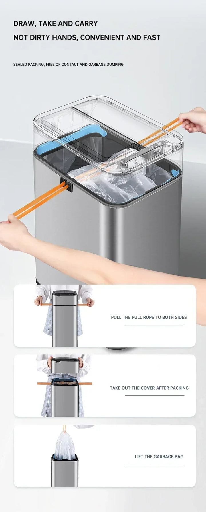 Trash Can 20L Stainless Steel Sensor Kitchen Bin Hands Free