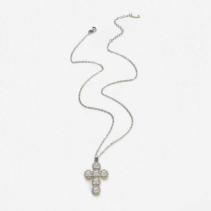 Cross Pendant Necklace Gold Tone - Cubic Zirconia jewellery, Stainless Steel Chain, Fall 2026 Gift Idea