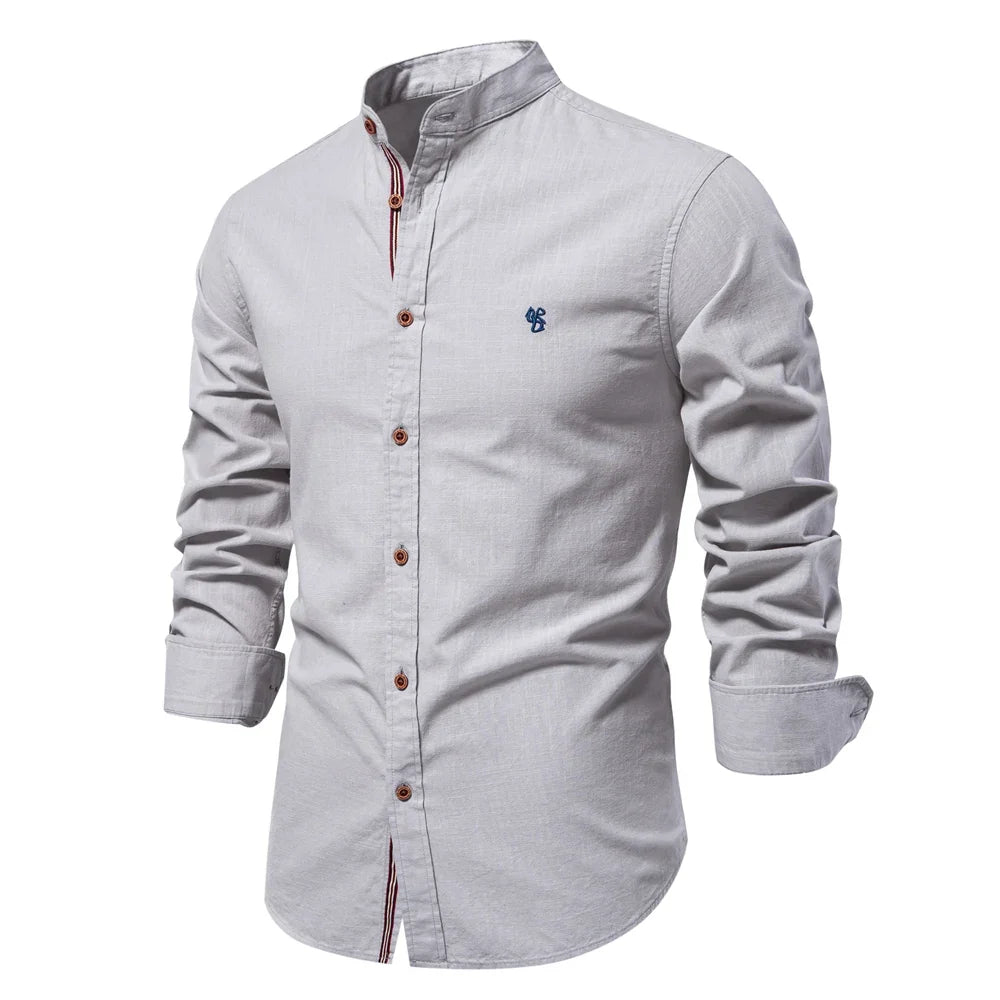 Cotton Long Sleeve Shirt for Men - Solid colour Casual Wear, High Quality