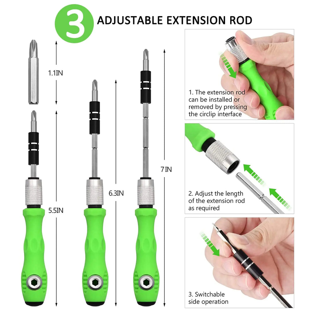 Screwdriver Set Mini Tool Kit Green Handle For DIY Home Repairs Fall 2025 TikTok Viral Gift