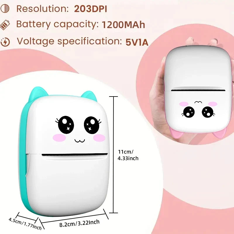 Mini Printer Thermal Ink-Free Portable Sticker Printer
