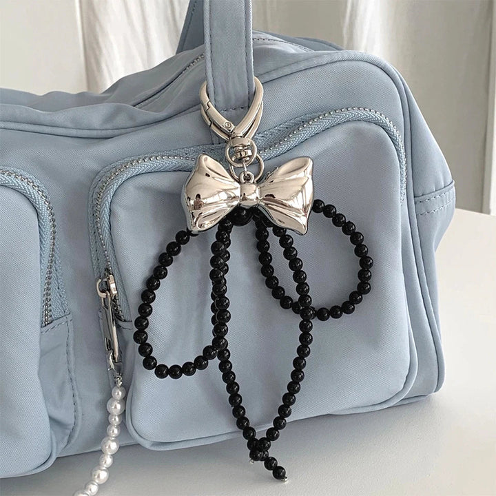 Beaded Pearl Bow Keychain Y2K Bag Charm Cute Gift Accessory