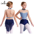 Stretchy Flattering Girls' Dance Leotard - Sleeveless Rhinestone Mesh Top, Polyester, Nylon, Elastane, For Competition