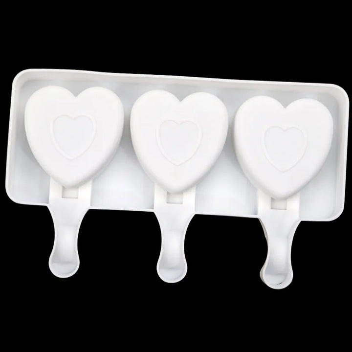 Heart-Shaped Silicone Ice Cream Mold, 3 Cavity Design for Chocolate, Pudding, and More, Food-Grade, Easy Release