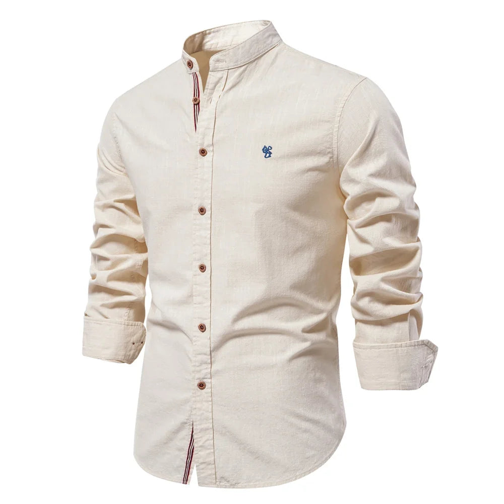 Cotton Long Sleeve Shirt for Men - Solid colour Casual Wear, High Quality