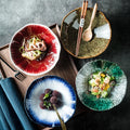 Japanese Ceramic Noodle Bowl Lotus Pattern Salad Bowl