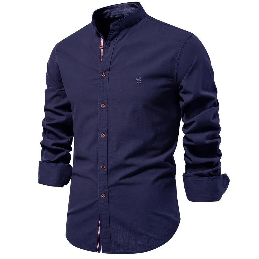Cotton Long Sleeve Shirt for Men - Solid colour Casual Wear, High Quality