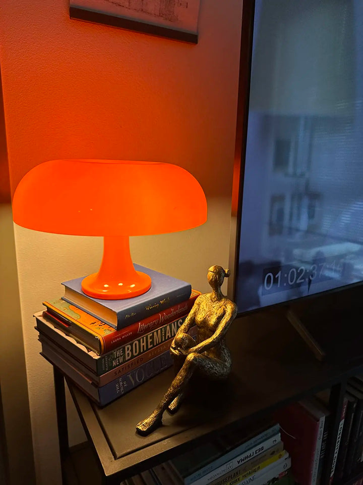Japandi LED Mushroom Table Lamp Ivory Minimalist Bedside Lighting