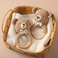 Crochet Bear Teether Rattle Ring Newborn Sensory Toys