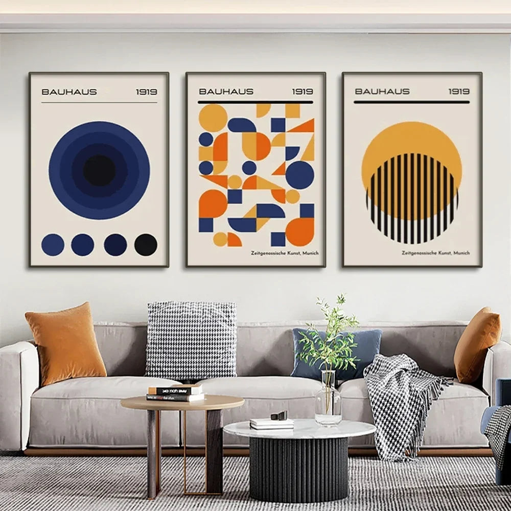 Bauhaus Abstract Geometric Posters Vertical Canvas Art
