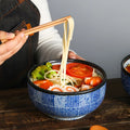 Qinghai Wave Noodle Bowl Hand Painted Vintage Ceramic Bowl