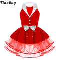 Lightweight girls' leotard - sequined skirted tutu, polyester, for ballet and dance performances