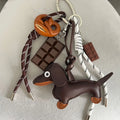 Braid Rope Bag Charm Leather Dachshund Keychain Aesthetic