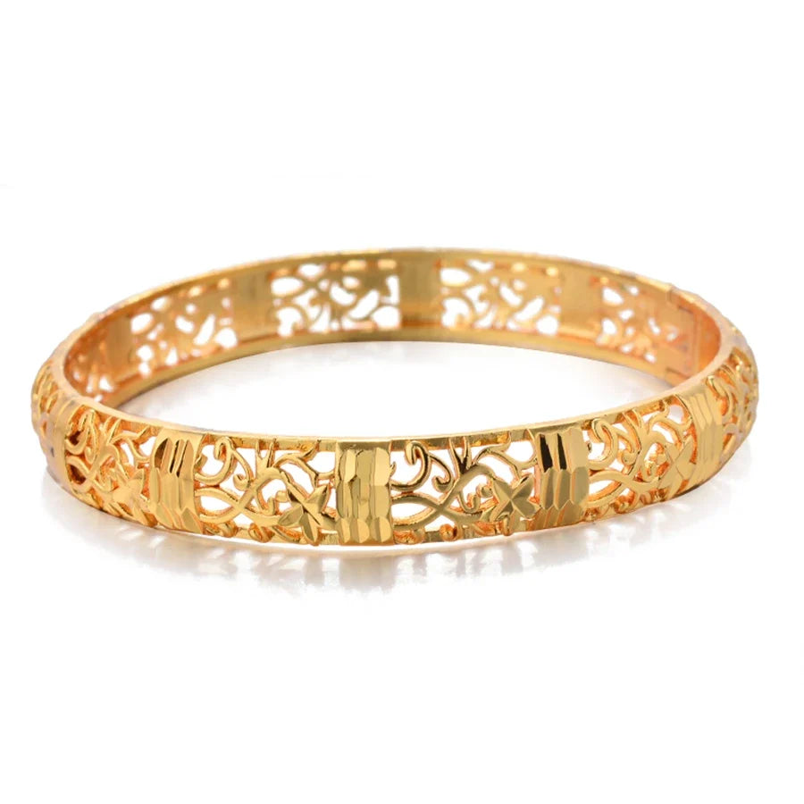 Gold colour Bangle Openwork Wedding Bracelet Dubai Style