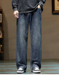 Stretchy Men's Jeans - Baggy Straight Flare, Denim Casual