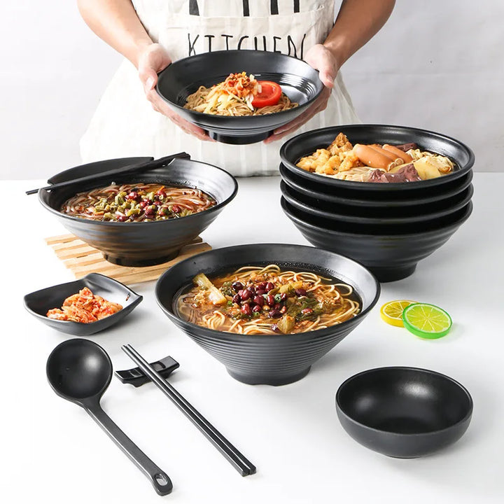 Ramen Bowl Black Plastic Japanese Style Noodle Bowl