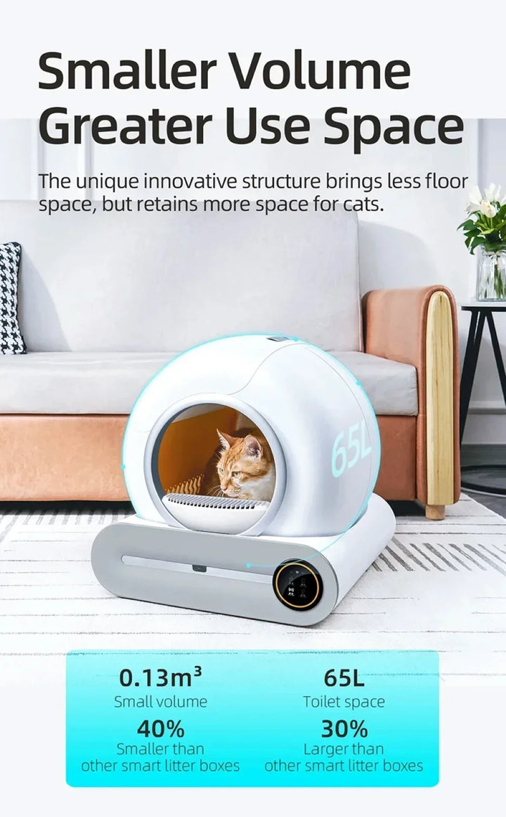 Cat Litter Box 65L Large Space Smart WiFi Auto Clean Enclosed Pet Toilet 9L Waste Bin TikTok Viral Fall 2025 Gift