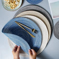 6pcs Round Woven Ramie Placemats - Non-Slip Table Mats for Dining, Kitchen & Cafe Use