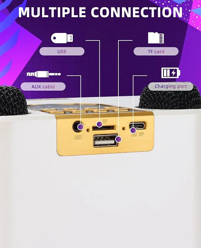 Karaoke Bluetooth Speaker Portable 360 Stereo Waterproof System With 2 Microphones Fall 2025 Trend Perfect For Parties