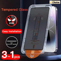 Privacy Tempered Glass Screen Protector for iPhone 16 15 14 13 12 - Anti-Spy Auto-Dust Removal Shield