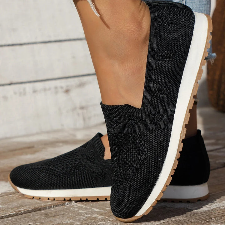 Solid colour Casual Flats Slip-On Mesh Breathable Round Toe Shoes Women&
