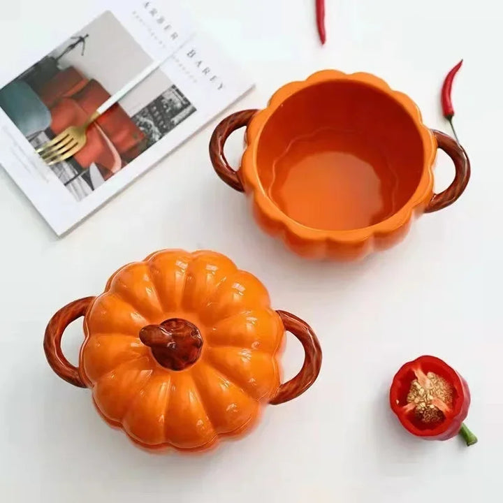 Ceramic Soup Pot Pumpkin Lid Porcelain Large Fall 2025