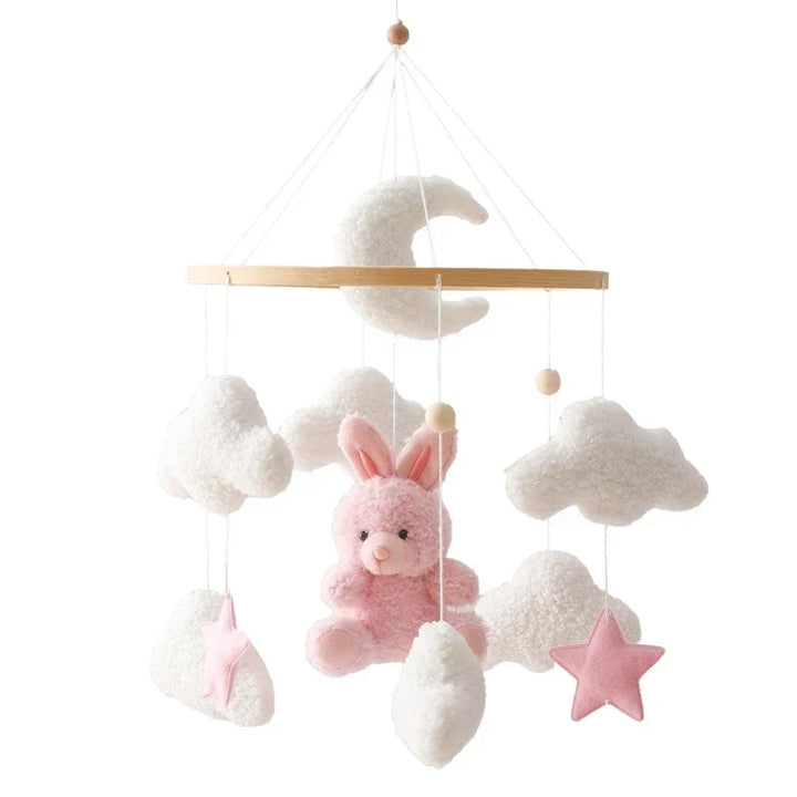 Wooden Crib Mobile Felt Bear Musical Newborn Sensory Toys