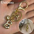 Personalized Keychain Gold Bubble Letter Bag Charm Gift