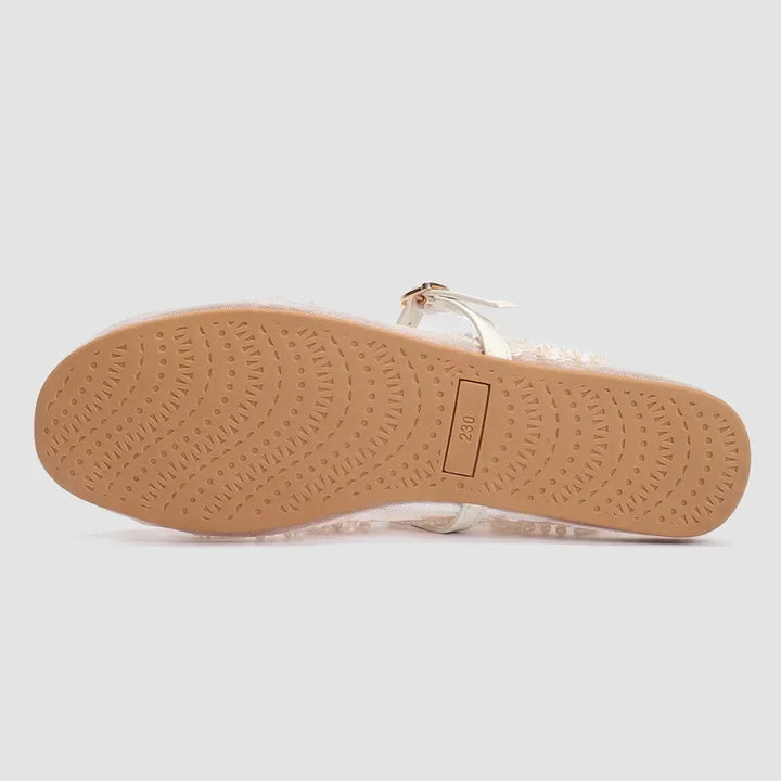 Lightweight Women’s Ballet Flats - Mary Jane Mesh, Beaded