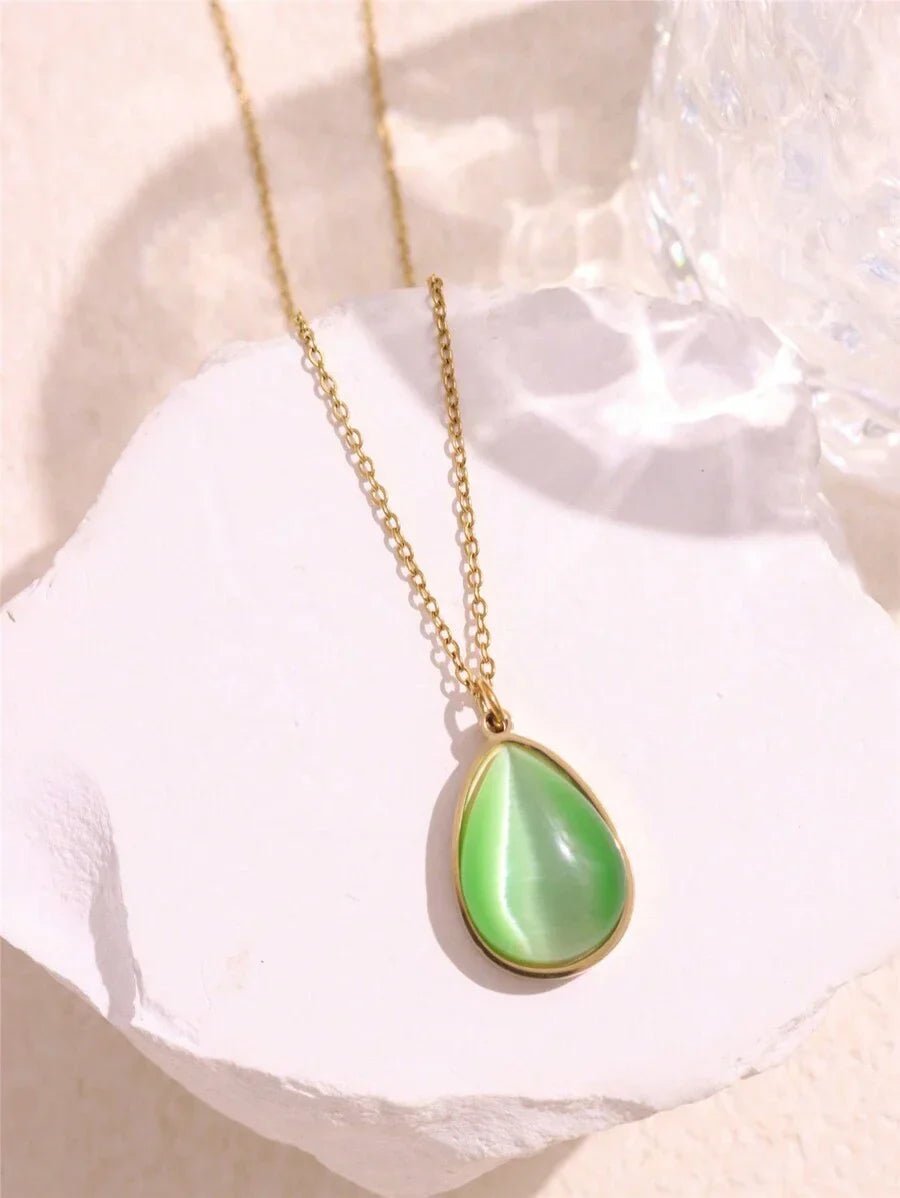 Layered Gold Tone Necklace Set With Resin Stone Pendants Boho Statement jewellery Gift Idea Fall 2026