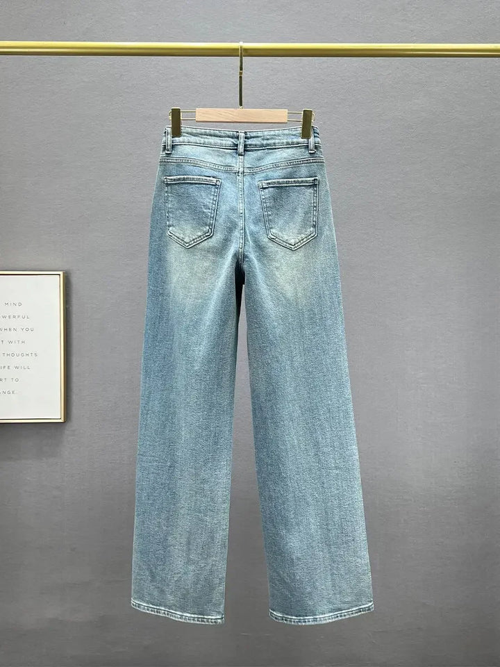 Loose Fit Casual Trousers for Women in Blue, Breathable Cotton Polyester, Everyday Comfort Trousers