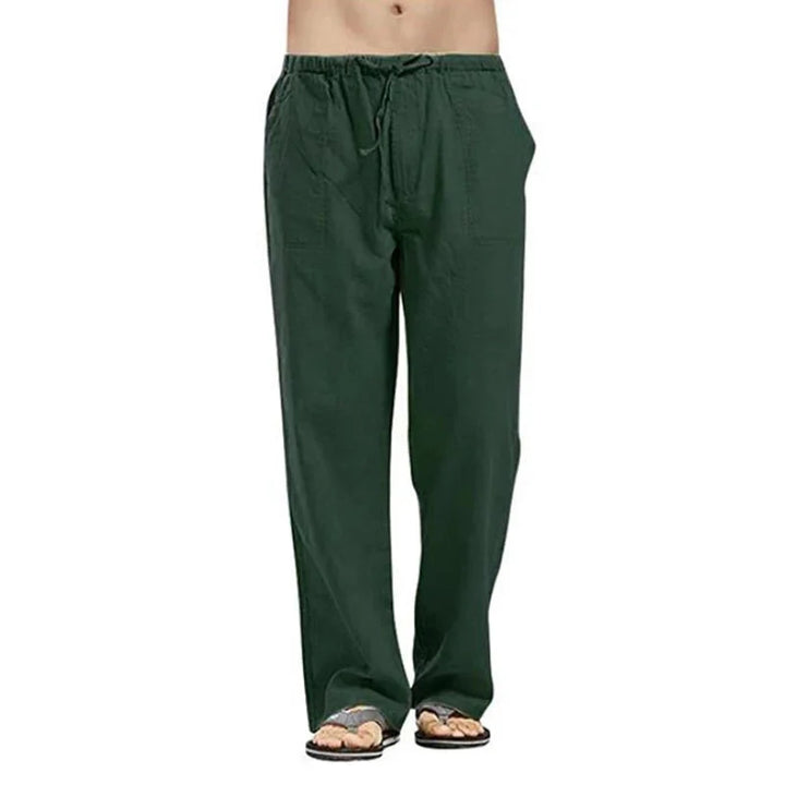 Solid colour Multi-Pocket Linen Men Trousers - Casual Breathable Summer Trouser, Large Size