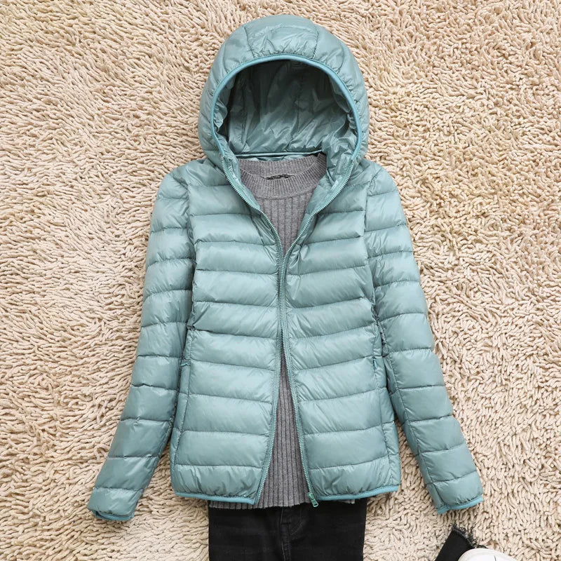 Lightweight Women’s Down Jacket - Hooded, Packable Travel